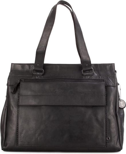 Leren Laptop Schoudertas - 15.6 inch - Yosemite - Zwart
