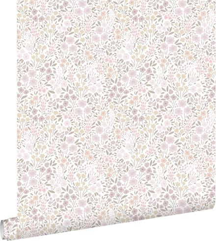 ESTAhome behang bloemetjes lila roze - 53 cm x 10.05 m - 139531