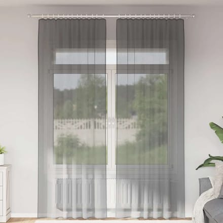 vidaXL - Gordijnen - voile - met - roedezakken - 2 - st - donkergrijs