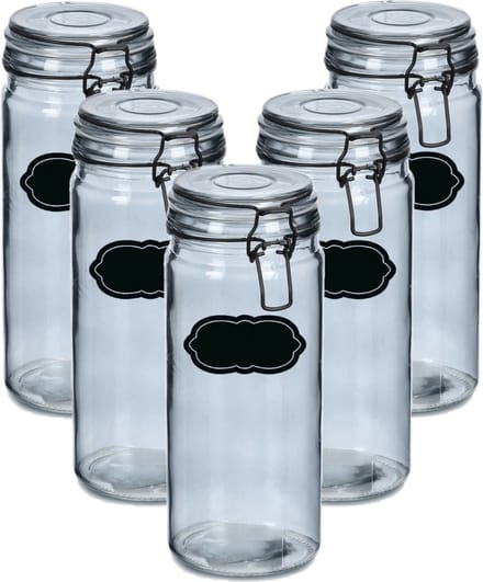 Weckpot/inmaakpot - 10x - 1L - glas - met beugelsluiting - incl. etiketten