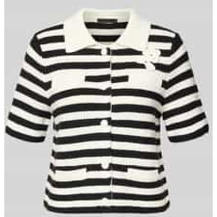 Gebreid jack met florale applicatie en 1/2-mouwen