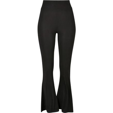 Urban Classics Legging - Ladies High Waist Rib Flared Leggings - XS tot 5XL - voor Vrouwen - zwart