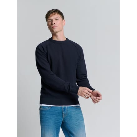 No Excess Pullover Crewneck Solid Relief Knit Blueberry  2XL