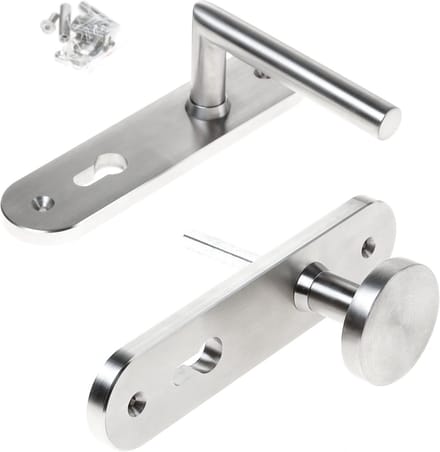 Knop-/krukgarnituur roestvaststaal massief hks-model afgerond PC72