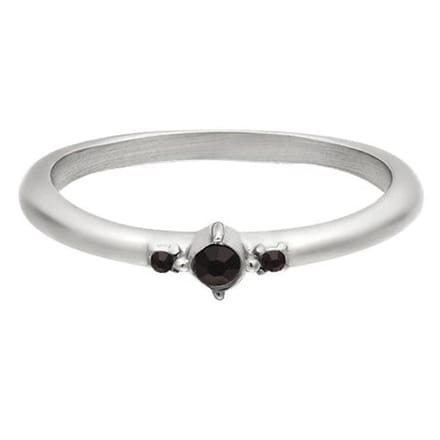 Yehwang Ring Zirkoonsteentjes zilver zwart maat 16