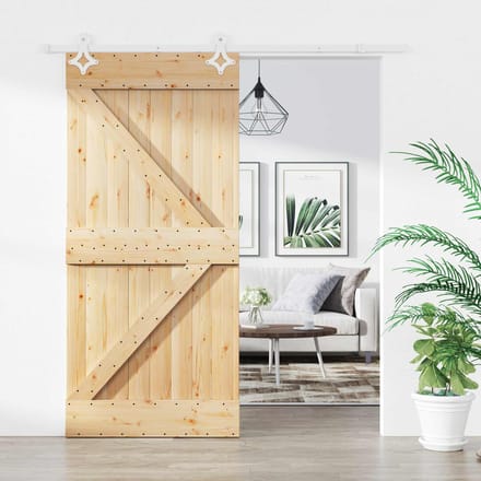 vidaXL - Schuifdeur - 95 - x - 210 - cm - Massief - Pine - Hout - (Onbehandeld)