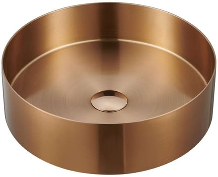 Sapho Aurum RVS waskom, Ø38cm, inclusief afvoer, mat koper
