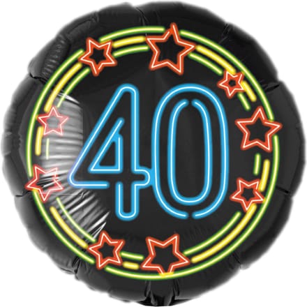 Folieballon - 40 jaar - Neon - 46cm - Zonder vulling