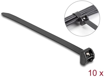 Delock Cable Tie with metal tab L 457 x W 12.7 mm 10 pieces black