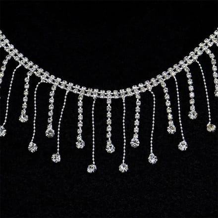 Chaînes à pampilles Accessoires DIY, Chaînes à griffes avec perceuses cousues à la main, Chaînes en strass 90cm gray