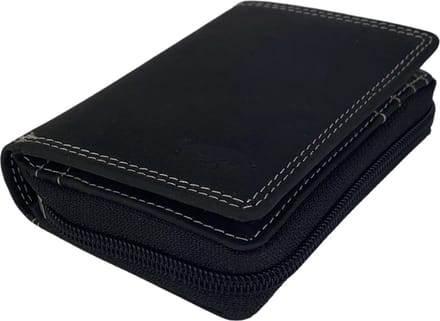 Arrigo Portemonnee Dames Portemonnee Heren - Buffelleer - RFID - Ritsportemonnee - Zwart