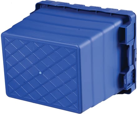 Shuttlebak set van 5 stuks - blauw - ergonomische handgrepen, stapelbaar, maat norm europallet