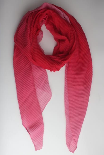 Jules sjaal- Lang - Katoen- Dames- Crêpe- Gekreukeld- Overloop kleur- Effen- Rood roze