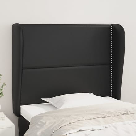vidaXL - Hoofdbord - met - randen - 93x23x118/128 - cm - kunstleer - zwart