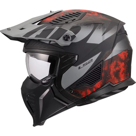 LS2 Helm Drifter Gas OF606 grijs / rood maat XS