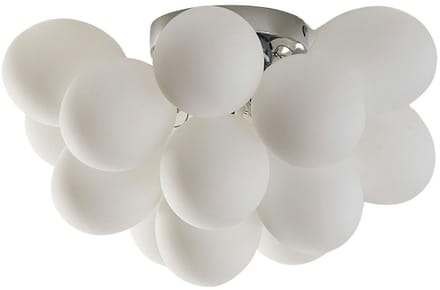 Kosilum - Bartali - Plafondlamp - Wit/Zilver - Metaal en glas