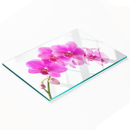 Decoratieve glazen snijplank voor in de keuken, roze orchidee, 80x52 cm