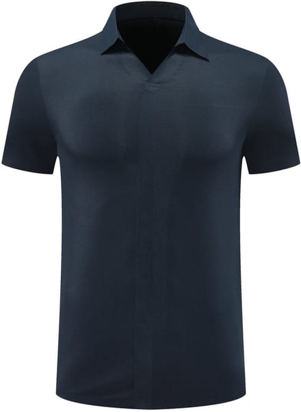 ALLTHEMEN Heren Wafelstructuur Polo V-Hals Korte Mouw - M