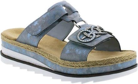 Rieker -Dames - blauw licht - slippers & muiltjes - maat 40
