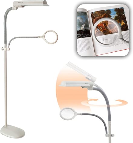 Vloerlamp met Verstelbare Arm en Vergrootglas voor Lezen en Hobby's