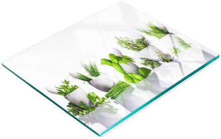 Multifunctionele decoratieve kruidenplank van gehard glas voor in de keuken, 60x52 cm