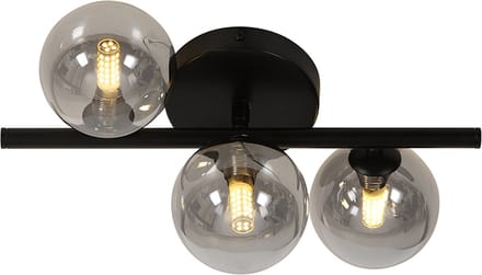 Olucia - REMO - Plafondlamp - Grijs / Zwart - Vorm: Rechthoek
