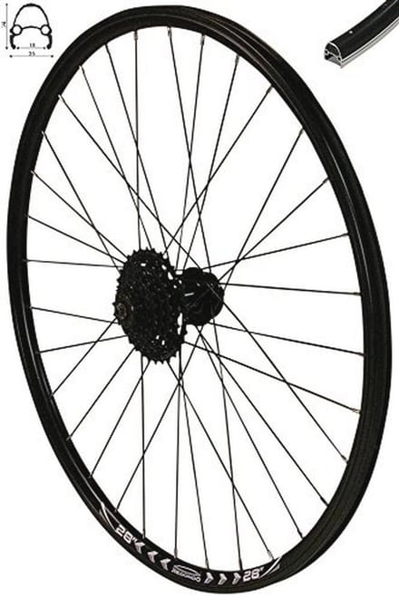 28 inch achterwiel velg zwart schijfrem + 9-voudige cassette