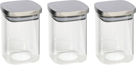 Gerim - Voedsel/etenswaren 3x voorraadpotten 1400ml glas en RVS deksel