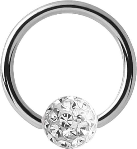 Lucardi Dames Helixpiercing ring met kristal - Piercing - Cadeau - Staal - Zilverkleurig