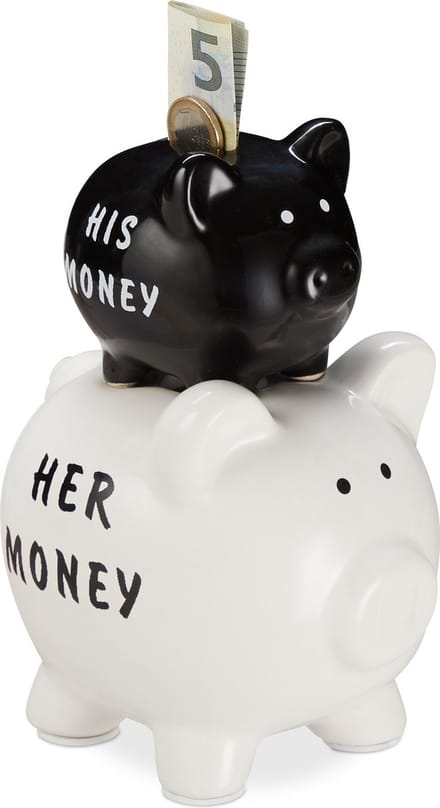 spaarvarken his en her money - 2 varkens - dubbel - cadeau bruiloft - zwart-wit