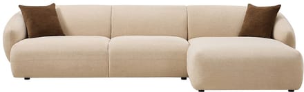 Vente-unique Hoekbank rechts in getextureerde beige stof MIBASTO