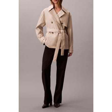 Calvin Klein Mid Length Cotton Coat Silvermoss Maat: M | Lichte Jassen Outlet | Dames | Beige