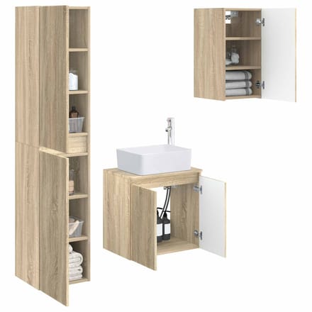 vidaXL - Badkamermeubel - Set - 3 - st - Sonoma - Eiken - 33 - x - 34,5 - x - 160 - cm