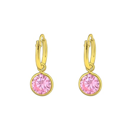 Montebello Oorbellen Aster Pink - 925 Zilver Verguld - ∅6mm