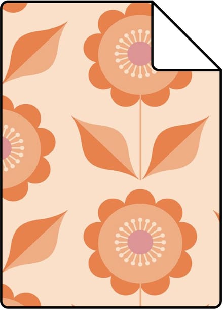 Proefstaal ESTAhome behang bloemen oranje - 26.5 x 21 cm - 130977-S