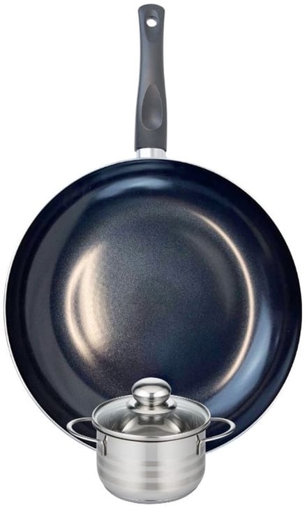 Set van 1 Koekenpan 32 cm en 1 braadpan 12 cm Elo Prima Glanzend