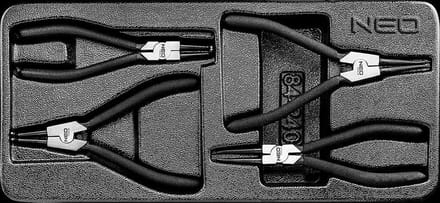 Neo 84-240 Serie - Set van 4 Segerringtangen - 19-60 mm - Chrom-vanadium Staal - Antislip Handgreep