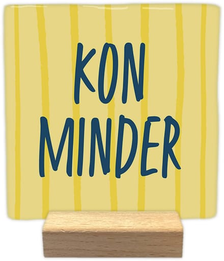Kon minder - Keramische decoratie tegel - incl. houten presenteerblok