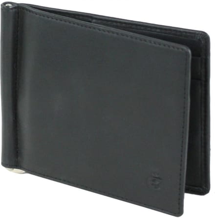 Esquire Leren Dollarclip Logo Money Clip Wallet Black Zwart