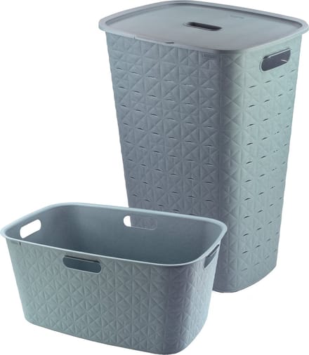 Curver Softex Wasmand met Deksel 56L + Wasmand 45L - Blauw