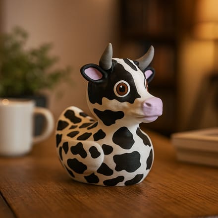 TheDuckSpecialist – Kleine Cow Eend – 3D-geprint Boerderij Beeldje – Whimsical Home Accessory