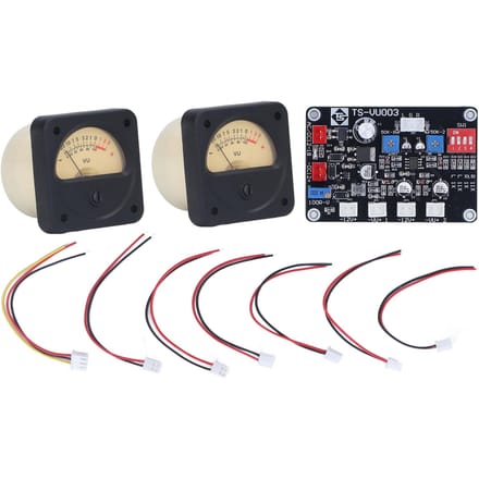 VU-meter met gele achtergrondverlichting, zeer nauwkeurige driverprintplaat, flexibele kabels voor opnamestudio black