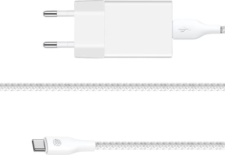 Usb stekker + usb C kabel - 1m - Gsm lader - Telefoon oplader - Oplader A57, A56, A55, A36, A35, A26, A25, A23, A17 5G, Tab A11+, Tab A11, Tab A9+, Tab A9, Tab A8 10.5