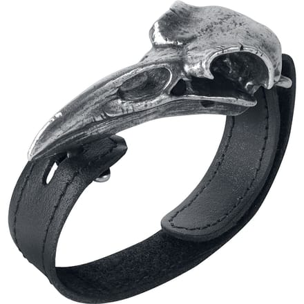 Alchemy Gothic - Gothic Lederen armband - Raven Skull - standaard