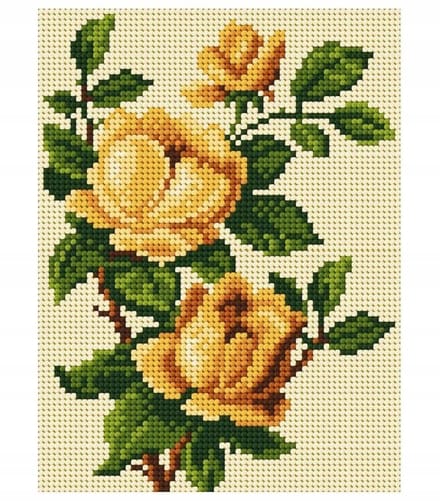 Ariadna borduurkaart met gele roos, 15x20cm