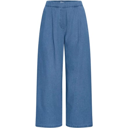 Cropped Wide Leg Jeans Wo - Light Blue