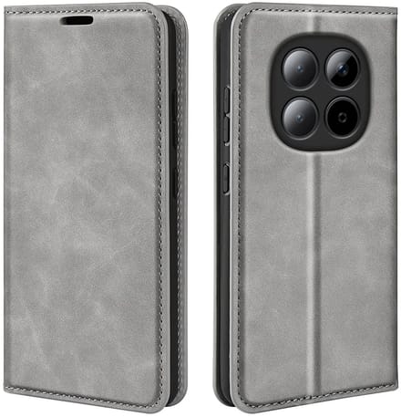 MobyDefend Hoesje - Geschikt voor Xiaomi Redmi Note 15 Pro Plus 5G - Luxe Wallet Bookcase (Magnetische Sluiting) - Grijs