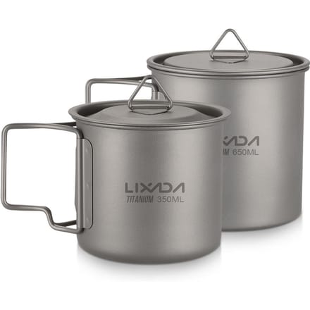 Lixada Ultralight Titanium Cup Outdoor Draagbare 2PCS Cup Set Camping Picknick Waterbeker 350ml & 650ml gray