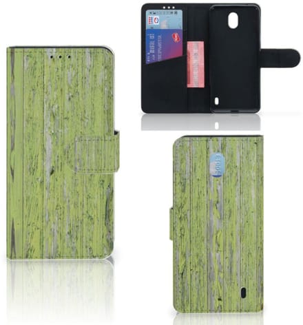 Nokia 1 Plus Book Style Case Green Wood