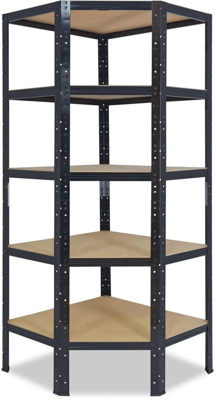Shelfplaza BLACK hoekstelling - 180x90x60 cm - zwart - 5 planken
